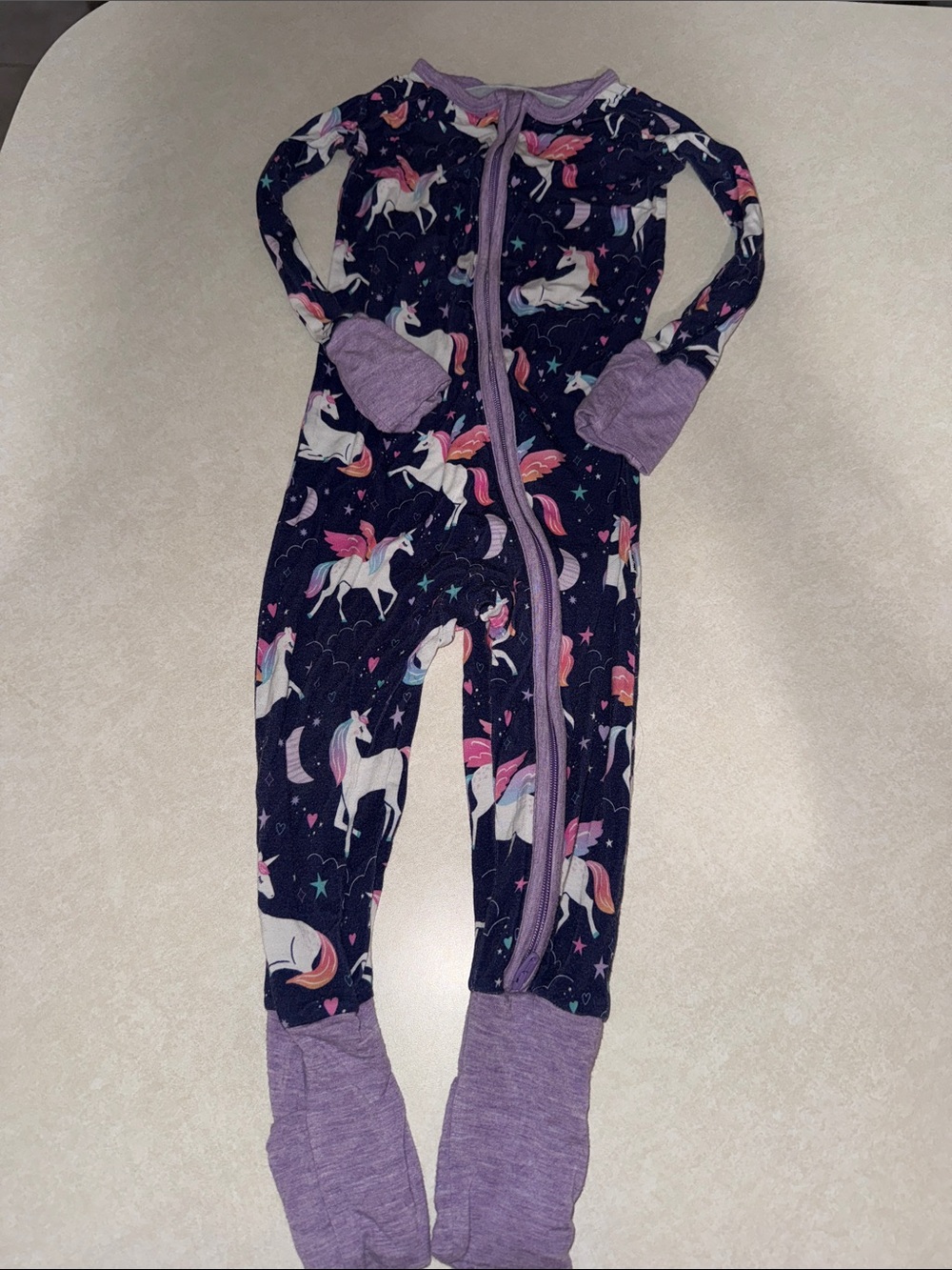 Little sleepies  Unicorn Zip-Up One-Piece Pajama - Purple